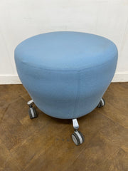 Orangebox "Points" Light Blue Cloth Stool on wheels.
