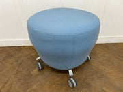 Orangebox "Points" Light Blue Cloth Stool on wheels.