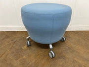 Orangebox "Points" Light Blue Cloth Stool on wheels.