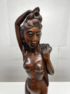 Vintage Mid Century Indonesian Balinese Carved Hard Wood Sculpture of a Nude Figure Lady