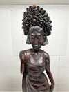 Vintage Indonesian Balinese Hand Carved Wooden Sculpture of an Elegant Female with Ornate Headdress