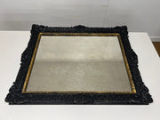 Vintage Bespoke Black & Gold Mirror with Floral Relief on the Frame manufactured by John Tanous Ltd