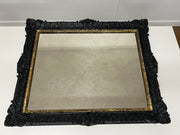 Vintage Bespoke Black & Gold Mirror with Floral Relief on the Frame manufactured by John Tanous Ltd