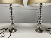 A Pair of Porta Romana Style Graduated Glass Ball Lamps with Gold Shade.