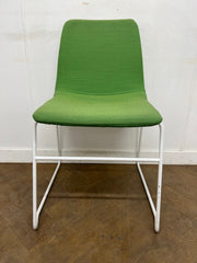 Used NaughtOne Viv Stacking Chair with Sled Base in Green Cloth.