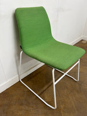 Used NaughtOne Viv Stacking Chair with Sled Base in Green Cloth.