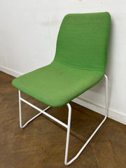 Used NaughtOne Viv Stacking Chair with Sled Base in Green Cloth.