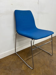 Used NaughtOne Viv Stacking Chair with Sled Base in Blue Cloth.