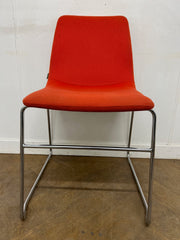 Used NaughtOne Viv Stacking Chair with Chrome Sled Base in Red Cloth