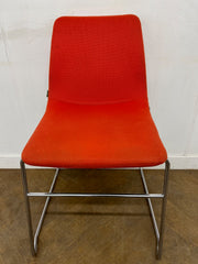 Used NaughtOne Viv Stacking Chair with Chrome Sled Base in Red Cloth