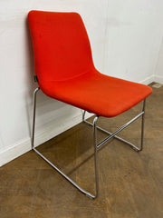 Used NaughtOne Viv Stacking Chair with Chrome Sled Base in Red Cloth