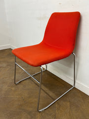 Used NaughtOne Viv Stacking Chair with Chrome Sled Base in Red Cloth