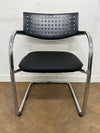 Vitra Vis a Vis Chrome Cantilever Framed Meeting Chair with Black Faux Leather Seat