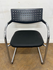 Vitra Vis a Vis Chrome Cantilever Framed Meeting Chair with Black Faux Leather Seat