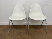 A Pair of Vintage Vitra Eames DSS White Stacking Linking Chairs