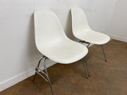 A Pair of Vintage Vitra Eames DSS White Stacking Linking Chairs