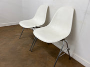 A Pair of Vintage Vitra Eames DSS White Stacking Linking Chairs