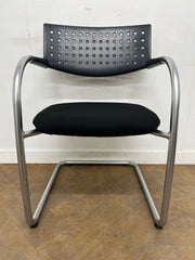 Vitra Vis a Vis Silver Cantilever Framed Meeting Chair with Black Cloth Seat