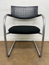 Vitra Vis a Vis Silver Cantilever Framed Meeting Chair with Black Cloth Seat