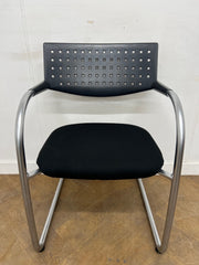 Vitra Vis a Vis Silver Cantilever Framed Meeting Chair with Black Cloth Seat