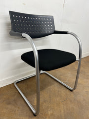 Vitra Vis a Vis Silver Cantilever Framed Meeting Chair with Black Cloth Seat