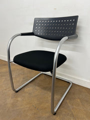 Vitra Vis a Vis Silver Cantilever Framed Meeting Chair with Black Cloth Seat