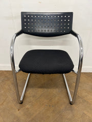 Vitra Vis a Vis Chrome Cantilever Framed Meeting Chair with Black Check Cloth Seat