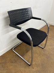 Vitra Vis a Vis Chrome Cantilever Framed Meeting Chair with Black Check Cloth Seat