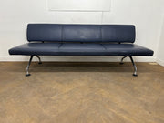 Vintage Vitra Area Dark Blue Leather Sofa Designed by Antonio Citterio Circa 1990's