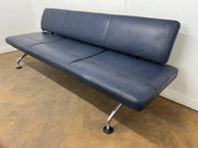 Vintage Vitra Area Dark Blue Leather Sofa Designed by Antonio Citterio Circa 1990's