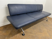 Vintage Vitra Area Dark Blue Leather Sofa Designed by Antonio Citterio Circa 1990's