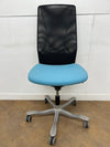 Unused/Ex showroom Kinnarps 5282 Turquoise Cloth/Black Mesh Back (No Arms)