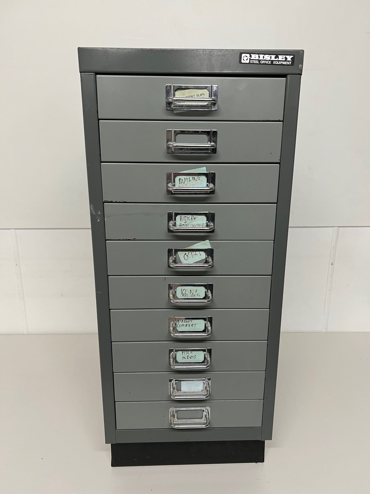 Used Bisley Steel 2 Tone Grey 10 Drawer Multi Drawer. – officecw