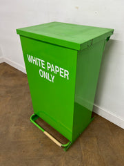 Green Fire Retardant Fully Enclosed Steel Pedal Bin 65 Litre "Labelled White Paper Only"