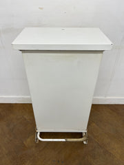 White Fire Retardant Fully Enclosed Steel Pedal Bin 65 Litre.