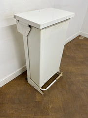 White Fire Retardant Fully Enclosed Steel Pedal Bin 65 Litre.