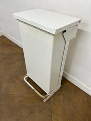 White Fire Retardant Fully Enclosed Steel Pedal Bin 65 Litre.
