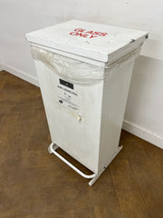 White Fire Retardant Fully Enclosed Steel Pedal Bin 65 Litre. "Labelled Glass & Ceramics"
