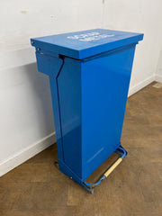 Blue Fire Retardant Fully Enclosed Steel Pedal Bin 65 Litre.
