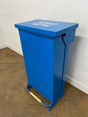 Blue Fire Retardant Fully Enclosed Steel Pedal Bin 65 Litre.