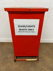 Red Fire Retardant Fully Enclosed Steel Pedal Bin 65 Litre.