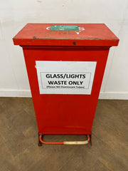Red Fire Retardant Fully Enclosed Steel Pedal Bin 65 Litre.