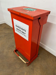 Red Fire Retardant Fully Enclosed Steel Pedal Bin 65 Litre.