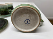 Vintage Retro 1970's Iden Studio Pottery 15 Piece Green Coffee Pot Set.