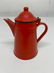A Vintage Retro Red Enamel Yugoslavian Coffee Pot
