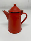 A Vintage Retro Red Enamel Yugoslavian Coffee Pot