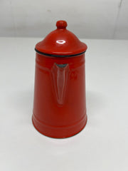A Vintage Retro Red Enamel Yugoslavian Coffee Pot