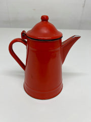 A Vintage Retro Red Enamel Yugoslavian Coffee Pot
