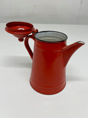 A Vintage Retro Red Enamel Yugoslavian Coffee Pot