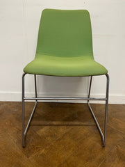 Used NaughtOne Viv Stacking Chair with Sled Base in Green Cloth.